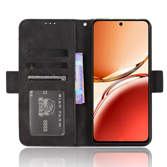 Θήκη με πτερύγιο για Oppo Reno 12FS / 12F, Card Slot, μαύρη