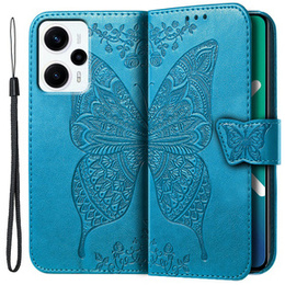 Θήκη με πτερύγιο για Xiaomi Poco F5, Butterfly, μπλε