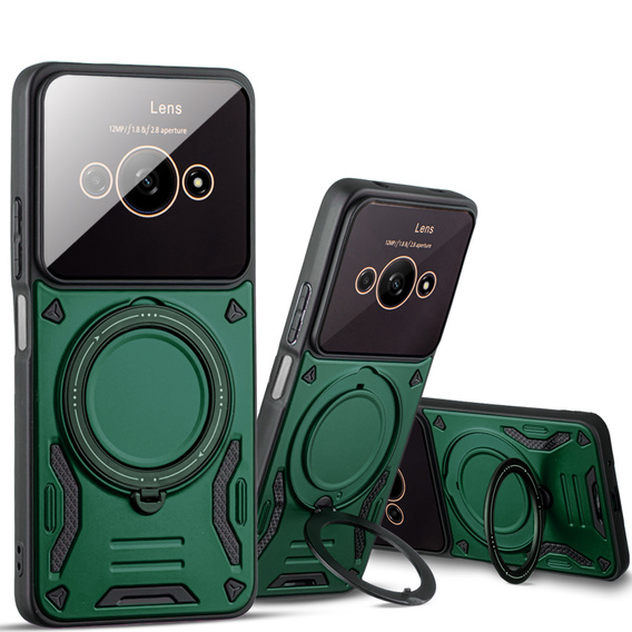 Θωρακισμένη θήκη για Xiaomi Redmi A3, Magnetic Ring, πράσινη