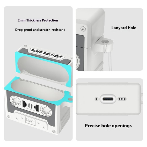 Ρετρό θήκη κασέτας σιλικόνης για Apple AirPods Pro 3