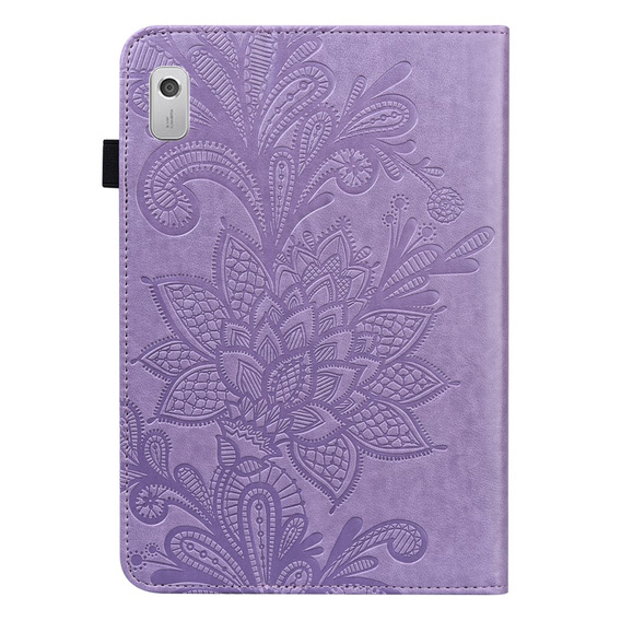 θήκη με πτερύγιο για Lenovo Pad M9, flower, μωβ