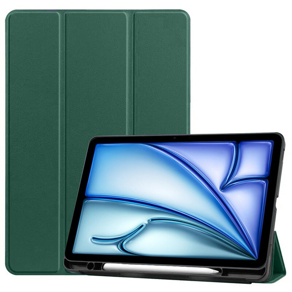 Θήκη για iPad Air 13" 2025/2024 (7/6 gen.), Smartcase με χώρο για γραφίδα, σκούρα πράσινη