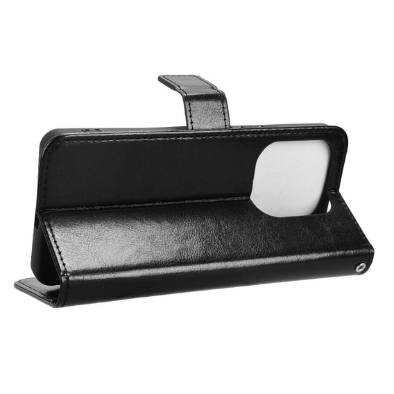 Θήκη με πτερύγιο για Xiaomi Redmi Note 14 4G, Crazy Horse Wallet, μαύρη