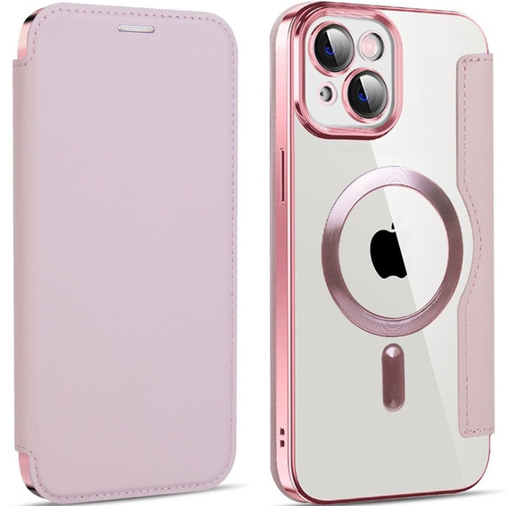 Θήκη με πτερύγιο για iPhone 14 Plus, RFID Wallet MagSafe CamShield, ροζ