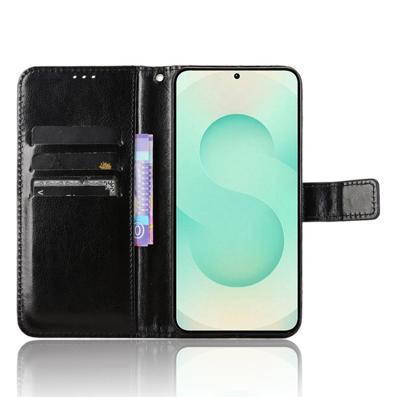 Θήκη με πτερύγιο για Samsung Galaxy S25 Edge, Crazy Horse Wallet, μαύρη