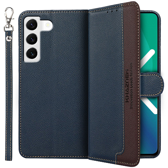 θήκη flip για το Samsung Galaxy S22+ Plus 5G, KHAZNEH RFID, μπλε