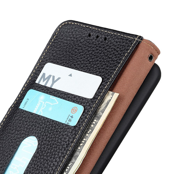 KHAZNEH θήκη RFID για Xiaomi Poco F6, Litchi Texture, μαύρη