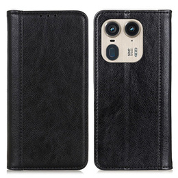 θήκη με πτερύγιο για Motorola Edge 50 Ultra, Split Leather, μαύρη