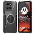 Θήκη για Motorola Moto G15 / Motorola Moto G15 Power, με μαγνητική πλάκα, διαφανής / μαύρη