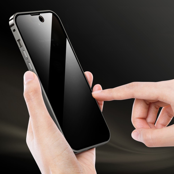 Θήκη για iPhone 15 Pro Max, Privacy Dual Glass, για MagSafe, ασημένια