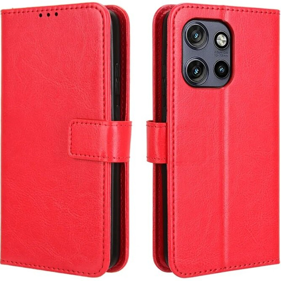 Θήκη με πτερύγιο για Motorola Edge 50 Neo / Motorola ThinkPhone 25, Crazy Horse Wallet, κόκκινη
