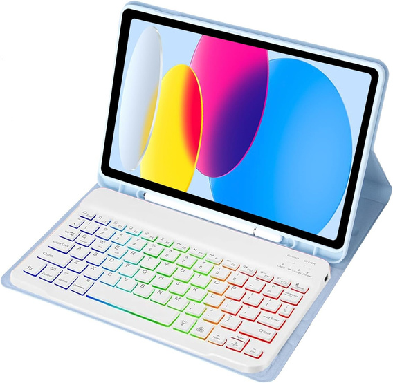 Θήκη με φωτιζόμενο πληκτρολόγιο bluetooth για iPad 10.9 2022 (10 gen.), μπλε