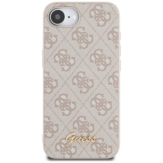 GUESS Θήκη για iPhone 16E, 4G Metal Gold Logo, ροζ