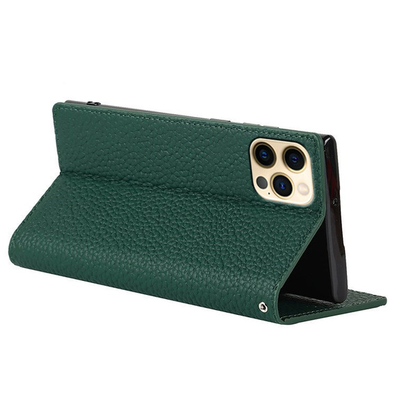 Δερμάτινη θήκη για iPhone 13 Pro, ERBORD Grain Leather, σκούρα πράσινη