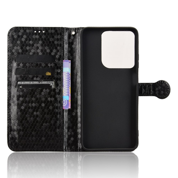 θήκη πτερύγιο για Motorola Moto G86 Power 5G, Wallet Rhombus, μαύρη