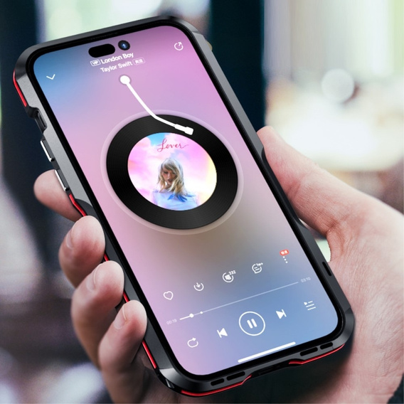 Θήκη LUPHIE για iPhone 15 Pro, Armor Bumper, μαύρο / κόκκινο
