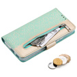 θήκη πτερύγιο για Samsung Galaxy S22+ Plus 5G, Wallet Pocket Zipper Lace, πράσινη
