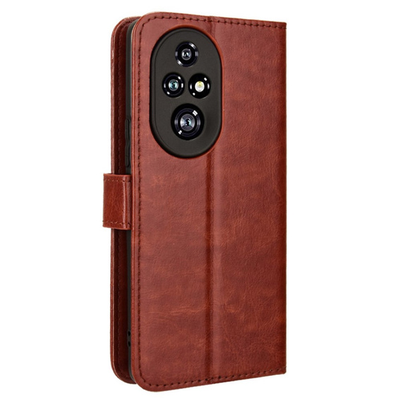 Θήκη με πτερύγιο για Honor 200 Pro 5G, Crazy Horse Wallet, καφέ