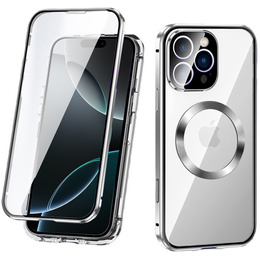 Μαγνητική θήκη MagSafe Dual Glass για iPhone 16 Pro, ασημένια