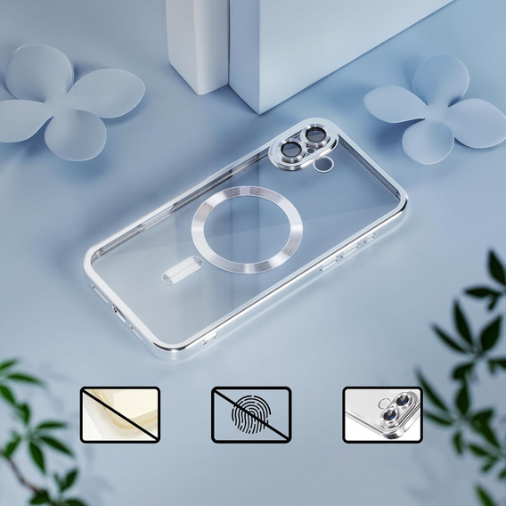 Θήκη για iPhone 16, Electro MagSafe, ασημένια + Γυαλί για την οθόνη