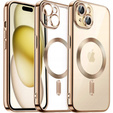 Θήκη για iPhone 15, Electro MagSafe, χρυσή + Γυαλί για την οθόνη