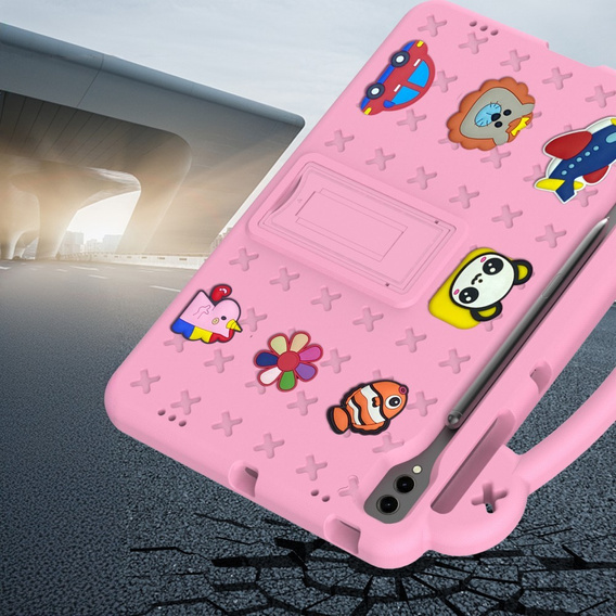 Παιδική θήκη για Samsung Galaxy Tab S10+ Plus, Cute Patterns, με βάση, ροζ