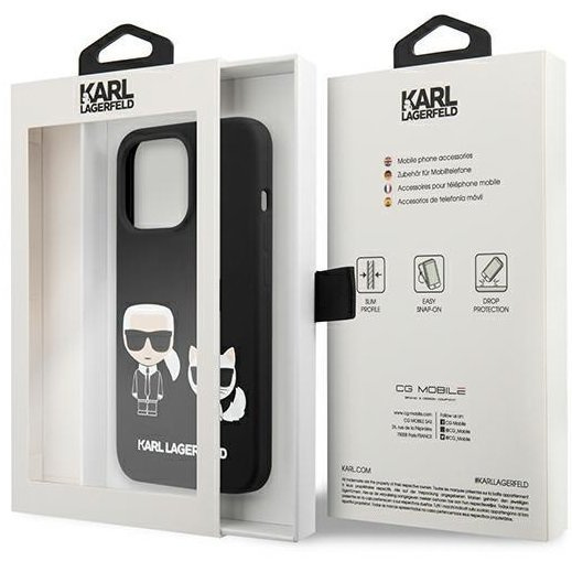 Karl Lagerfeld Θήκη για iPhone 13 Pro, Silicone Karl&Choupette, μαύρη