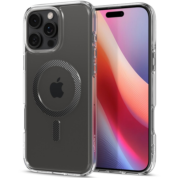 Θήκη MagSafe Spigen για iPhone 16 Pro Max, Ultra Hybrid, διαφανής + Μετριασμένο γυαλί 9H