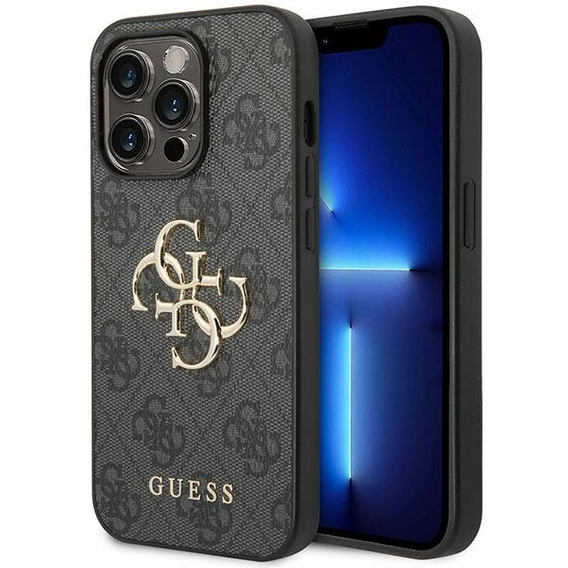 GUESS Θήκη για iPhone 15 Pro Max, 4G Big Metal Logo, γκρι