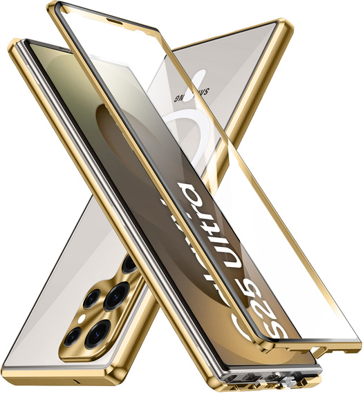 Μαγνητική θήκη MagSafe Dual Glass για Samsung Galaxy S25 Ultra, χρυσή