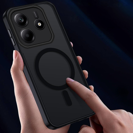 Θήκη για Xiaomi Redmi Note 14 5G, για MagSafe, ERBORD Μatt Case, μαύρη + Γυαλί οθόνης