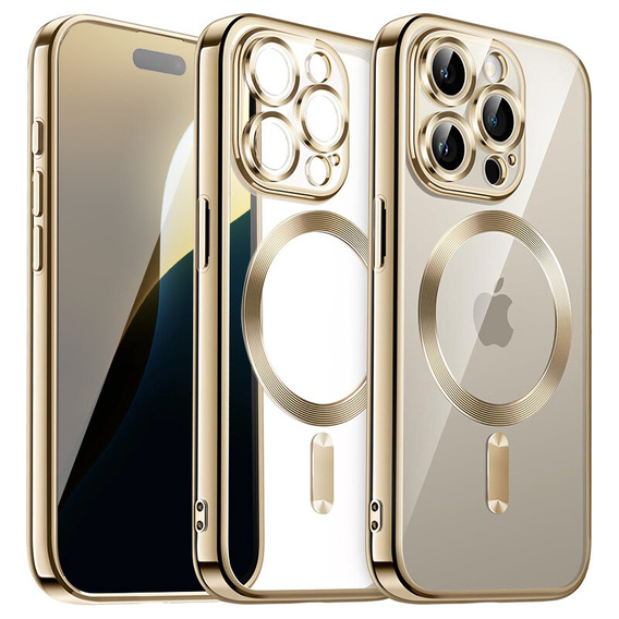 Θήκη για iPhone 16 Pro Max, Electro MagSafe, χρυσή + Γυαλί για την οθόνη
