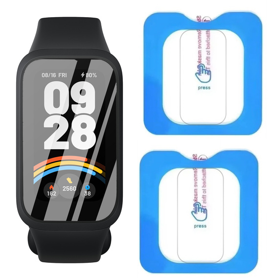 2x ERBORD μετριασμένο γυαλί για Xiaomi Smart Band 9 Active, με πλαίσιο τοποθέτησης
