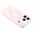 Θήκη σιλικόνης για iPhone 17 Pro Max, για MagSafe, αντικραδασμική, ροζ