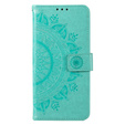 Θήκη με πτερύγιο για Motorola Moto E13, Mandala Flower, πράσινη