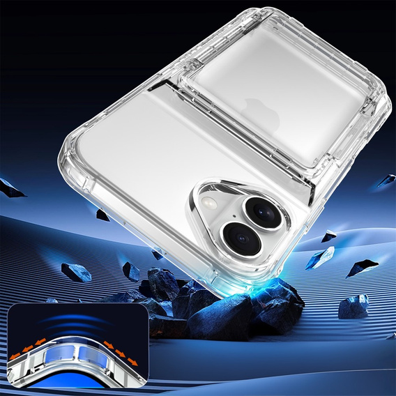 Θήκη για iPhone 16, Card Holder Kickstand, διαφανής