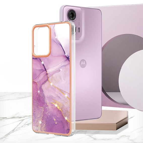 Προστατευτική θήκη για Motorola Moto G24 / G24 Power / G04, Marble Slim Case, μωβ