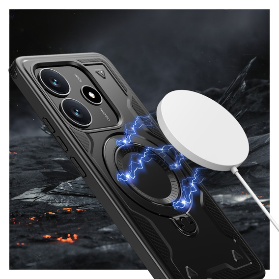 Θήκη για Xiaomi Redmi Note 14 5G, Στρατιωτικό MagSafe, μαύρο + γυαλί 9H