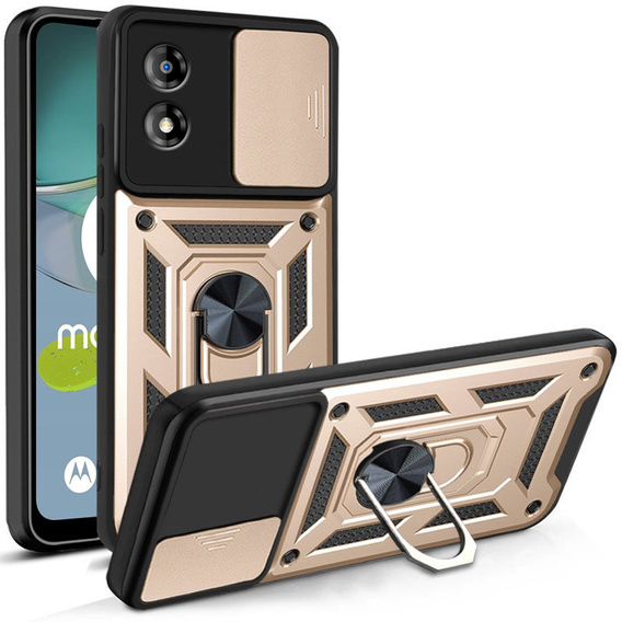 Θήκη για Motorola Moto E13, CamShield Slide, χρυσός
