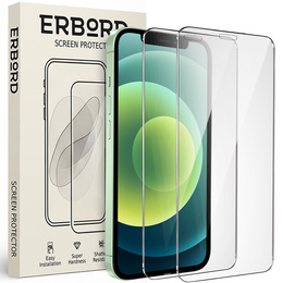 2x Μετριασμένο γυαλί για iPhone 12 Mini, ERBORD 9H Hard Glass στην οθόνη