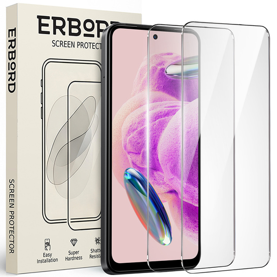 2x Μετριασμένο γυαλί για Xiaomi Redmi Note 12S, ERBORD 9H Hard Glass στην οθόνη