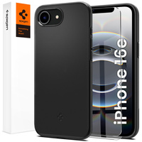 θήκη Spigen για iPhone 16E, Thin Fit Mag, μαύρη + γυαλί 9H tempered