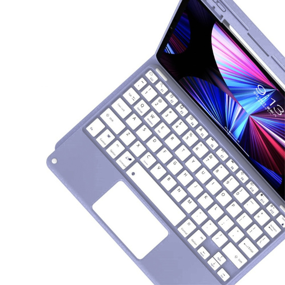 Θήκη + πληκτρολόγιο iPad 10.2 2021 / 2020 / 2019 / Air 10.5 2019, Leather Pen Slot TouchPad, μωβ