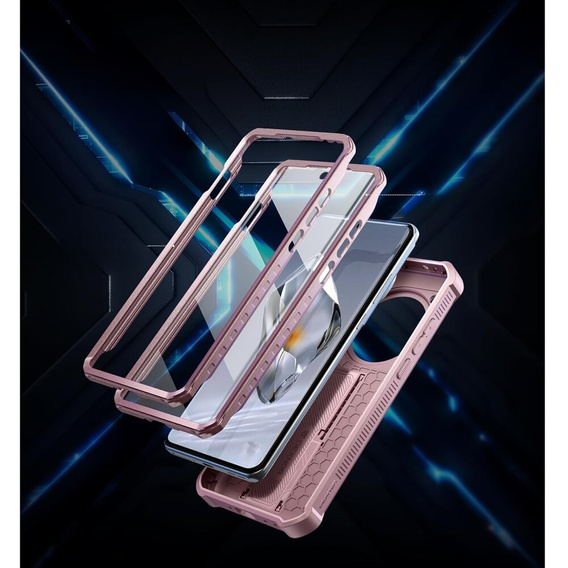 Θωρακισμένη θήκη για OnePlus 12, Dexnor Full Body (Two Frames), ροζ