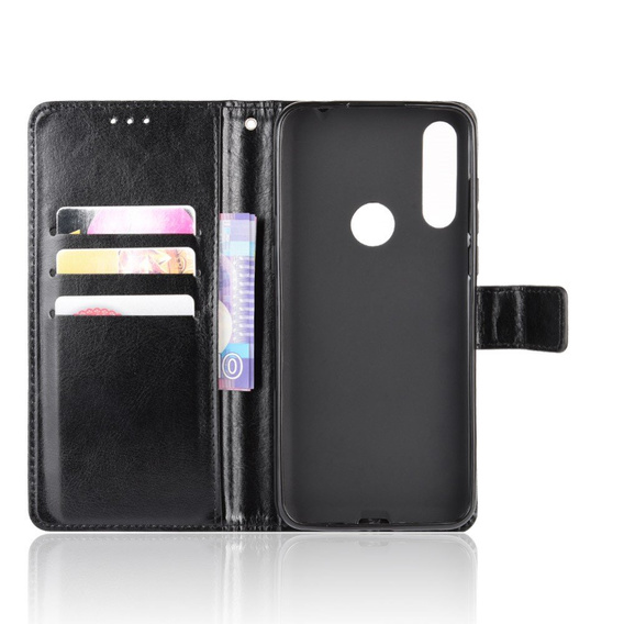 Θήκη με πτερύγιο για Alcatel 1S/1V/3L, Crazy Horse Wallet, μαύρη