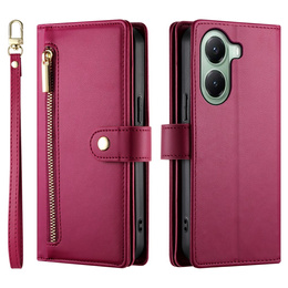 Θήκη με πτερύγιο για Xiaomi Poco X7 Pro 5G, Wallet Zipper Pocket, κόκκινη