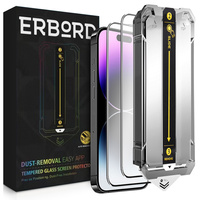 2x Μετριασμένο γυαλί για iPhone 15, ERBORD Easy App Full Screen Protector