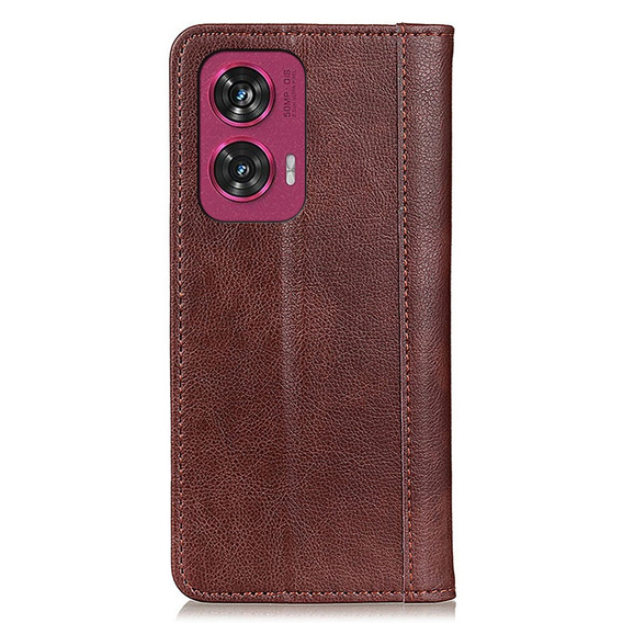 θήκη με πτερύγιο για Motorola Edge 50 Fusion 5G, Split Leather, καφέ