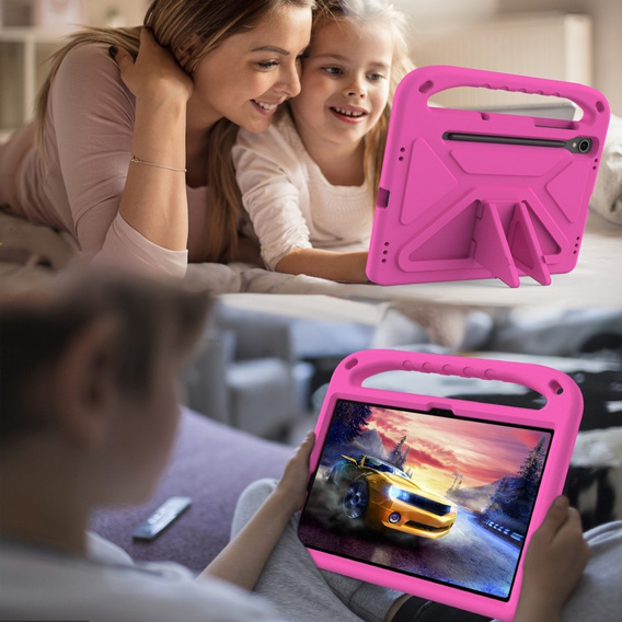 θήκη για παιδιά για Samsung Galaxy Tab S10 Lite / S10 FE / S9 FE, με λαβή, ροζ