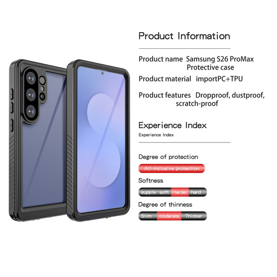 Θήκη για Samsung Galaxy S26 Ultra, αδιάβροχη IP68 Redpepper, μαύρη